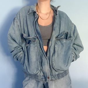 Wool Lined Jean Bomber Jacket